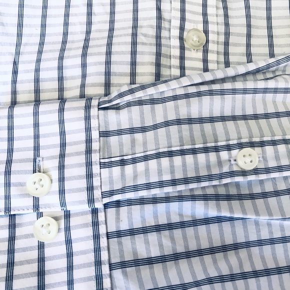 DKNY Men’s Pearl Blue and White Plaid Long Sleeve Dress Shirt, 15- 32/33 - Picture 2 of 4